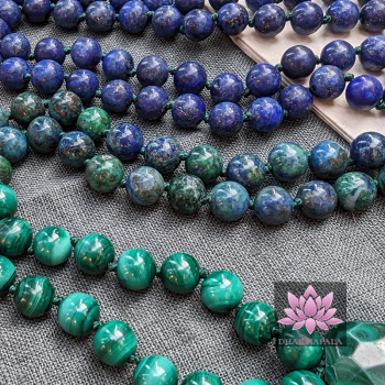 ~ Seelendeuter-Mala ~ Malachit, Lapislazuli & Chrysokoll
